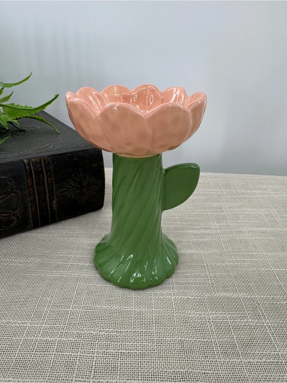 Pink Flower Candlestick Holder Cottagecore Floral Grandmacore